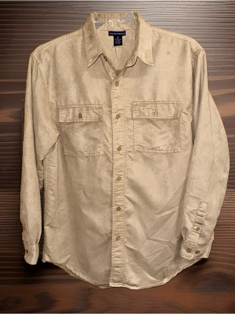 Men's Lightweight Sueded Shirt Jacket in Beige by Knightsbridge-M-EC